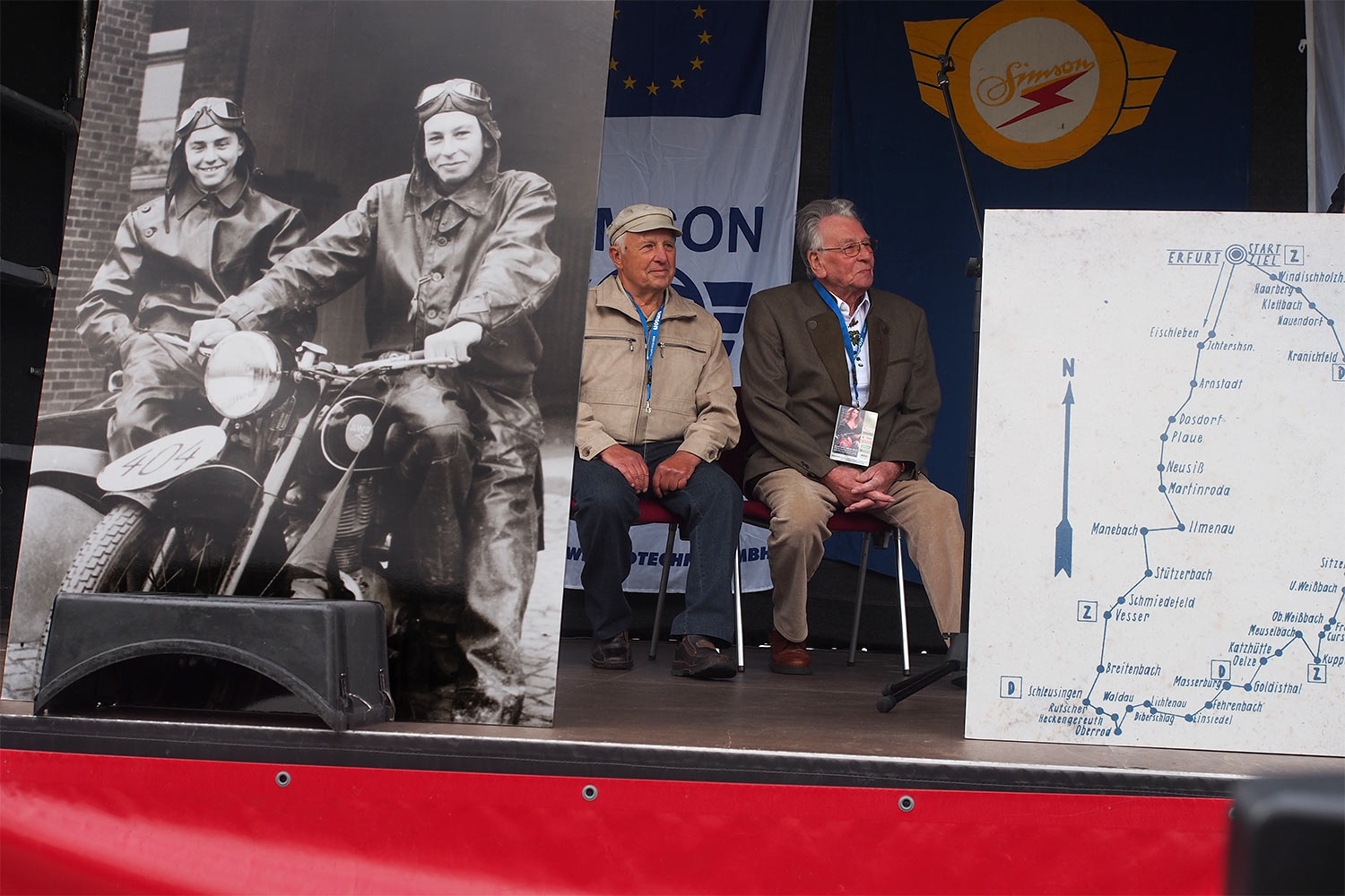 Jubiläumstreffen Suhl 2015: 65 Jahre AWO - 60 Jahre Simson SR1 - 40 Jahre Simson S50: Herbert Horn (Gespann-Gewinner DDR-Leistungsprüfungsfahrt 1952) (Foto: Manuela Hahnebach)